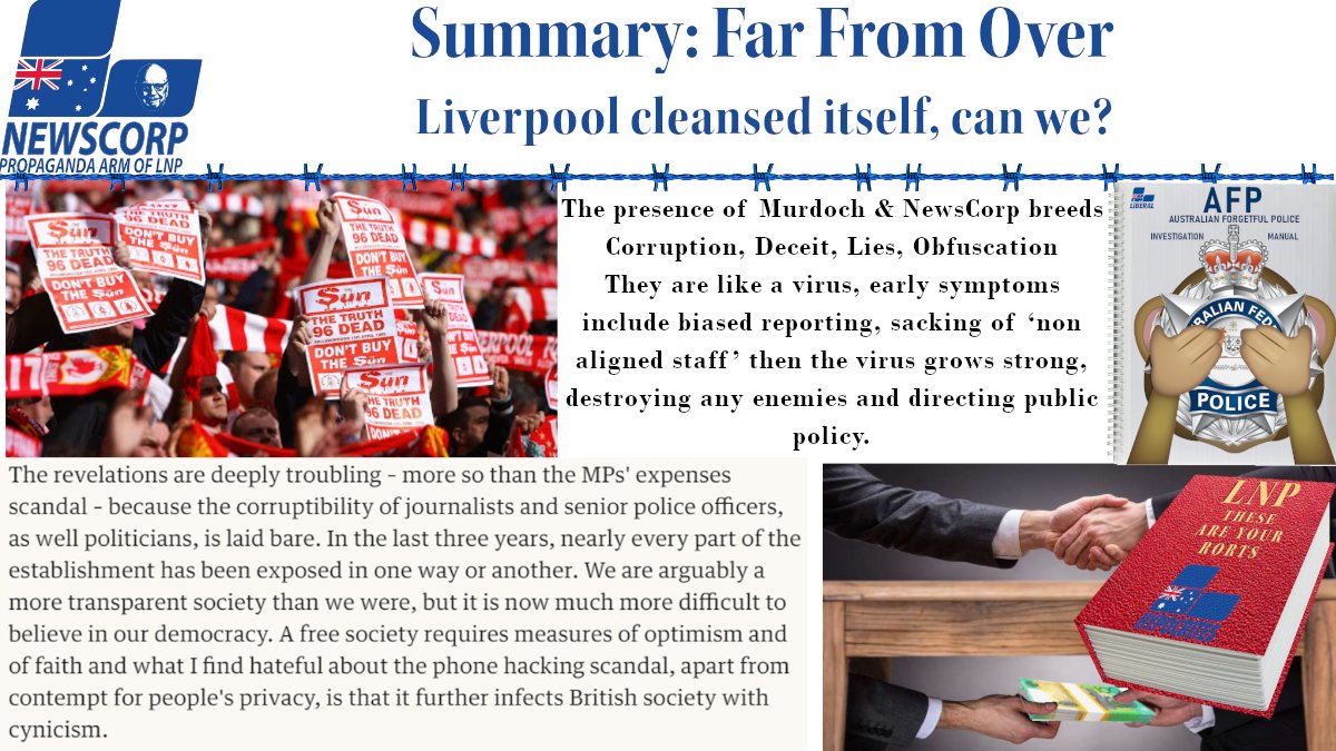 122. One hope we have is to copy Liverpools lead and  #BoycottMurdoch. If we support those awesome independent journalists as well as ppl like Sleeping Giants there is hope that the most corrupt government in Australia’s history will be brought to account