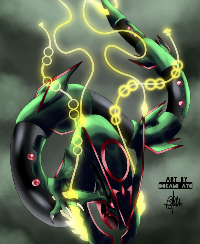 art] My take on Shiny Mega Rayquaza with my favourite colour