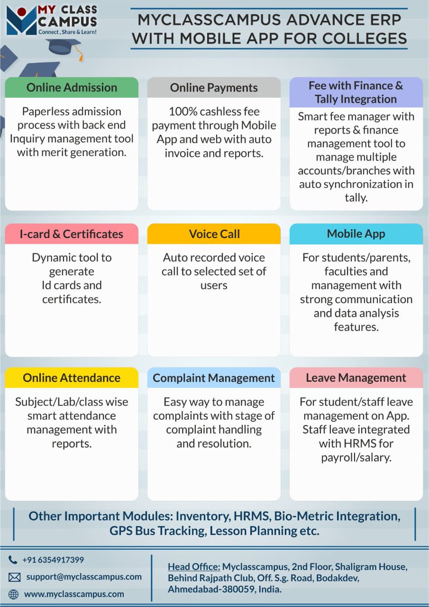 SoftecSol's tweet photo. Advance ERP with Mobile apps for colleges and higher educational institutes

That includes, 
-> Online Admission
-> Online payments
-> I-card &amp; certificates
-> Online Attendance
-> Leave management and many more features

For more details visit https://t.co/faYf9GxQDk https://t.co/OfvU3C1kVN