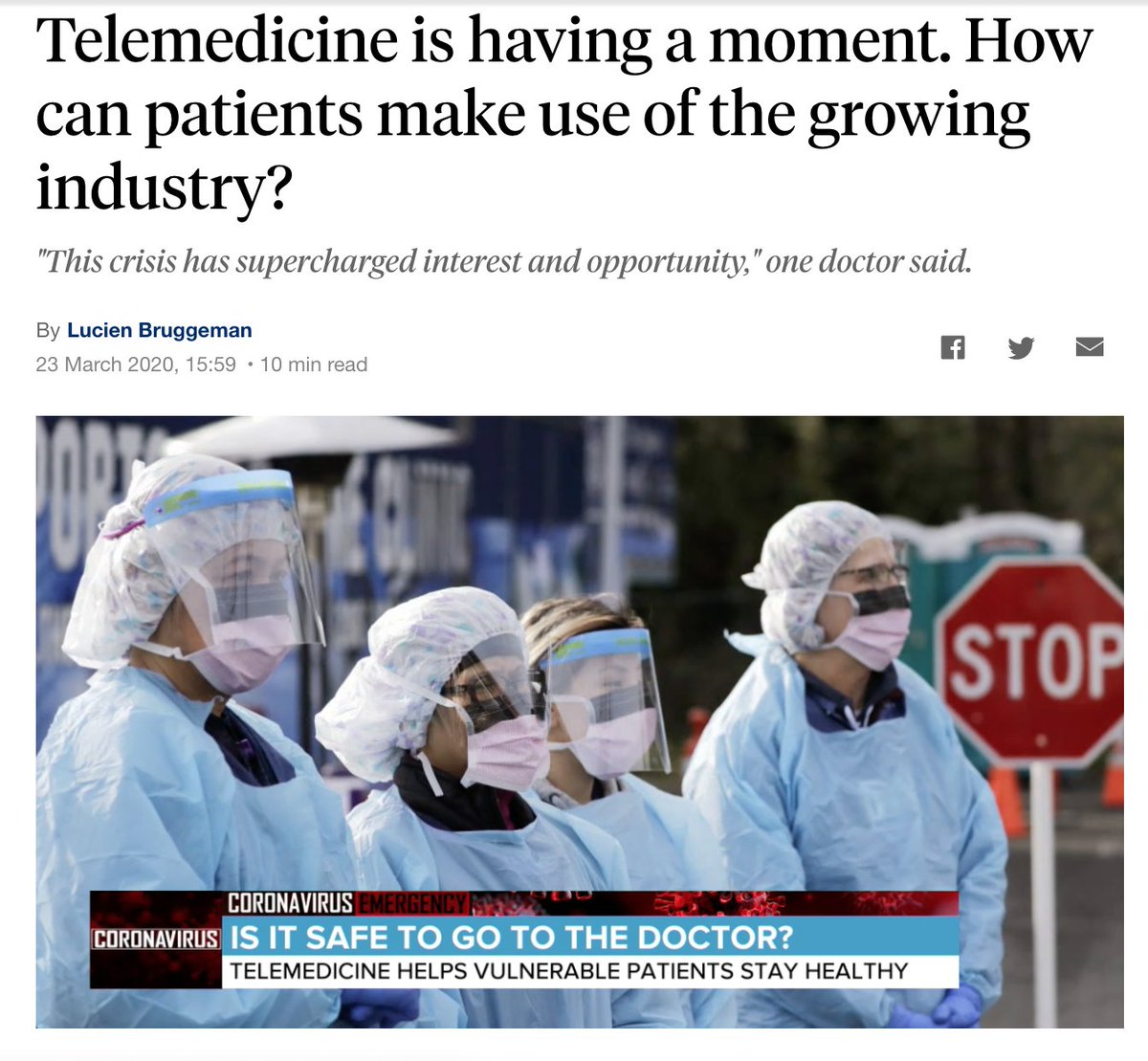 The COVID-19 pandemic has supercharged the interest in and opportunity for telehealth out of necessity. 

abcnews.go.com/Health/telemed…

#DocDoc #patientempowerment #patientintelligence #patientfirst #healthcare #health #healthtech #insurance #insurtech #insurers #startup
