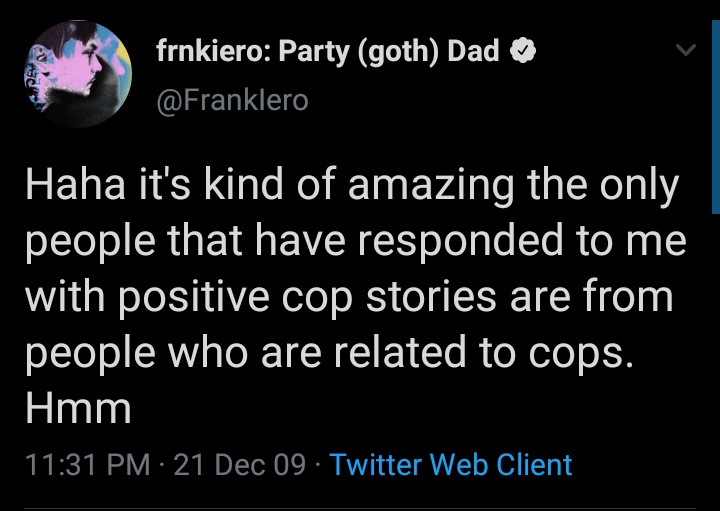 Frank iero supporting acab and hating on cops a thread.