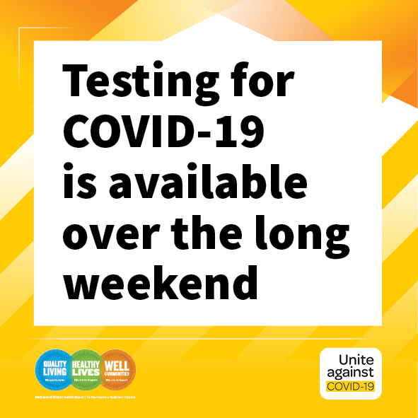Free testing for COVID-19 is available during the long weekend across the MidCentral district.
If you have a cough, runny nose, sneezing, sore throat, shortness of breath, loss of sense of smell or taste, or a fever, call Healthline 0800 358 5453. More: ow.ly/5xfG50zTakr