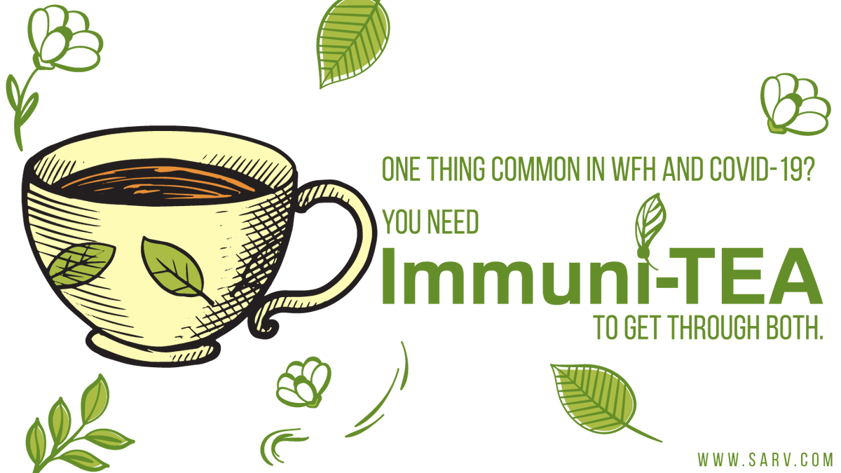 SarvOfficial's tweet photo. In order to go through both WFH and COVID-19, you need Immuni-TEA. Go get some before starting your day.
#Sarv #tea #teatime #covid19 #WFH #workfromhome #WFHPartner #tealover #chai #teaaddict #tealife #ilovetea #tealove #fridaymorning https://t.co/esOShG9gZF