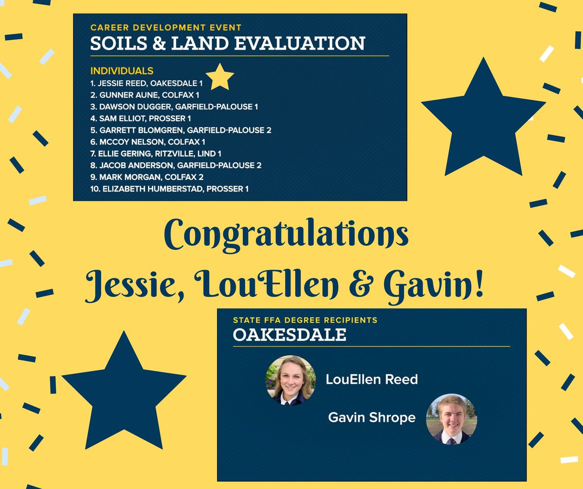 oaksdaleagchick's tweet photo. ๐What a great day to recognize a few of our FFA members! I keep watching the virtual convention and love finding Oakesdale members ๐ #OakesdaleFFA #NighthawkProud #dirtnerd #statedegrees https://t.co/3pa5rmyrXw