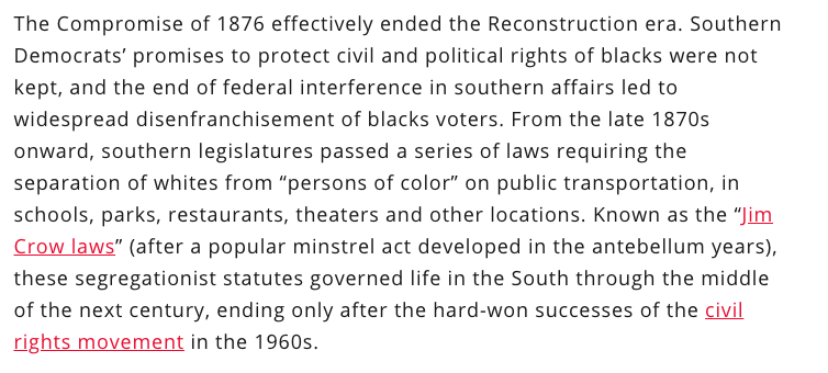 That's how we got another 100 years of legalize racial subjugation.But wait, that's not all.