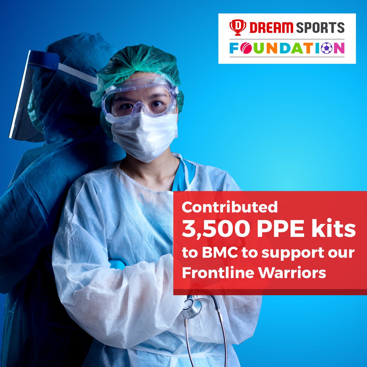 We are honoured to have contributed 3500 PPE Kits to those relentlessly serving us on the frontline with funds raised by employees at <a href="/DreamSportsHQ/">Dream Sports</a> @the_fancode <a href="/Dream11/">Dream11</a>

Our heartfelt salute to the <a href="/mybmc/">माझी Mumbai, आपली BMC</a> Resident Doctors

Together we will prevail

#Dream11Cares
<a href="/CMOMaharashtra/">CMO Maharashtra</a>
