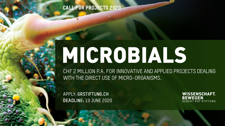 grstiftung_ch's tweet photo. Apply now for the last call of the program #MicrobialsGRS – Direct Use of Micro-Organisms: CHF 2 Mio. for innovative and applied projects dealing with the direct use of micro-organisms. 
Submission deadline: 19 June 2020
More Information: https://t.co/UvNP63PMUU https://t.co/IoxY4gok09