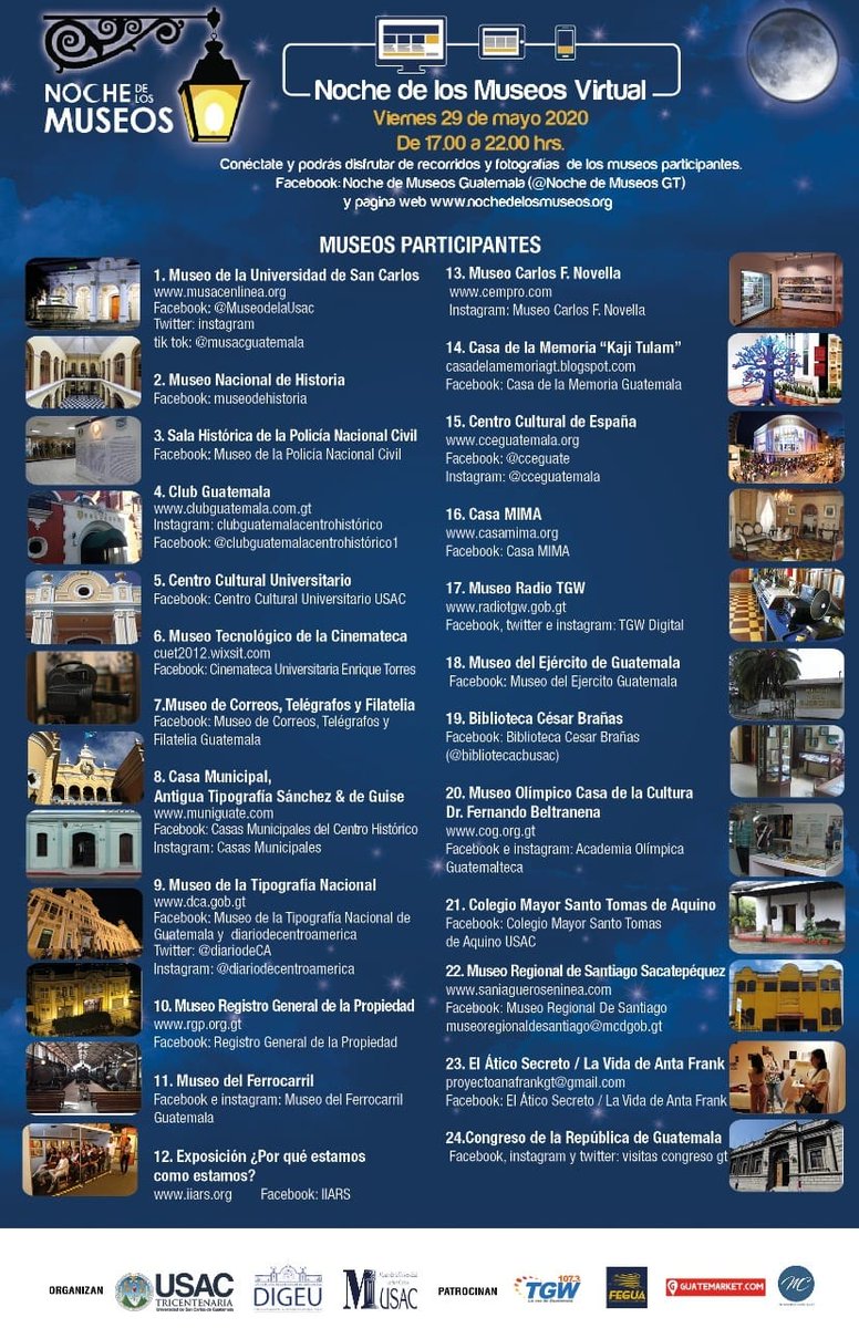 Conoce los Museos Participantes en la Noche de los Museos Virtual.  Ahora sin salir de Casa.