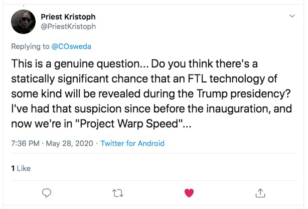 ThreadFor  @PriestKristophFTL = faster than light.