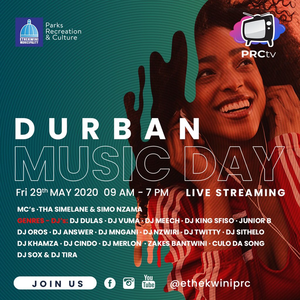 Are you ready??....dzam it's gonna b a beautiful day enjoy Durban Music Day brought to u by <a href="/ethekwiniprc/">eThekwiniPRC</a>  #kufudumele
#prctv #stayhome #staysafe 

NB: my set is at 12:30