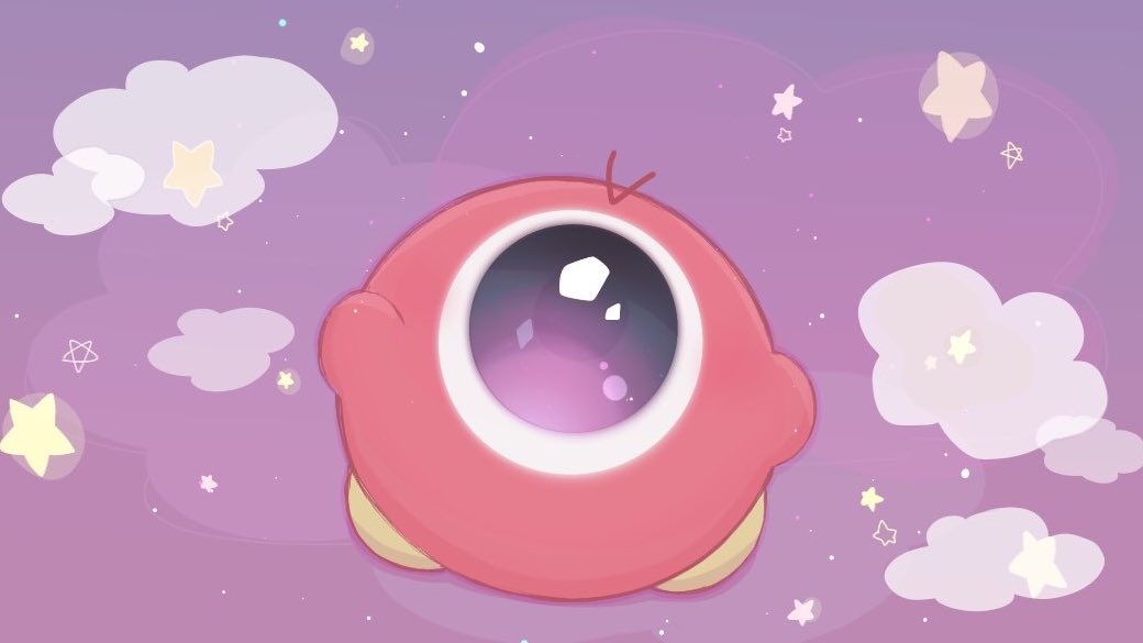 kirby purple background no humans star (symbol) one-eyed cloud solo sky  illustration images
