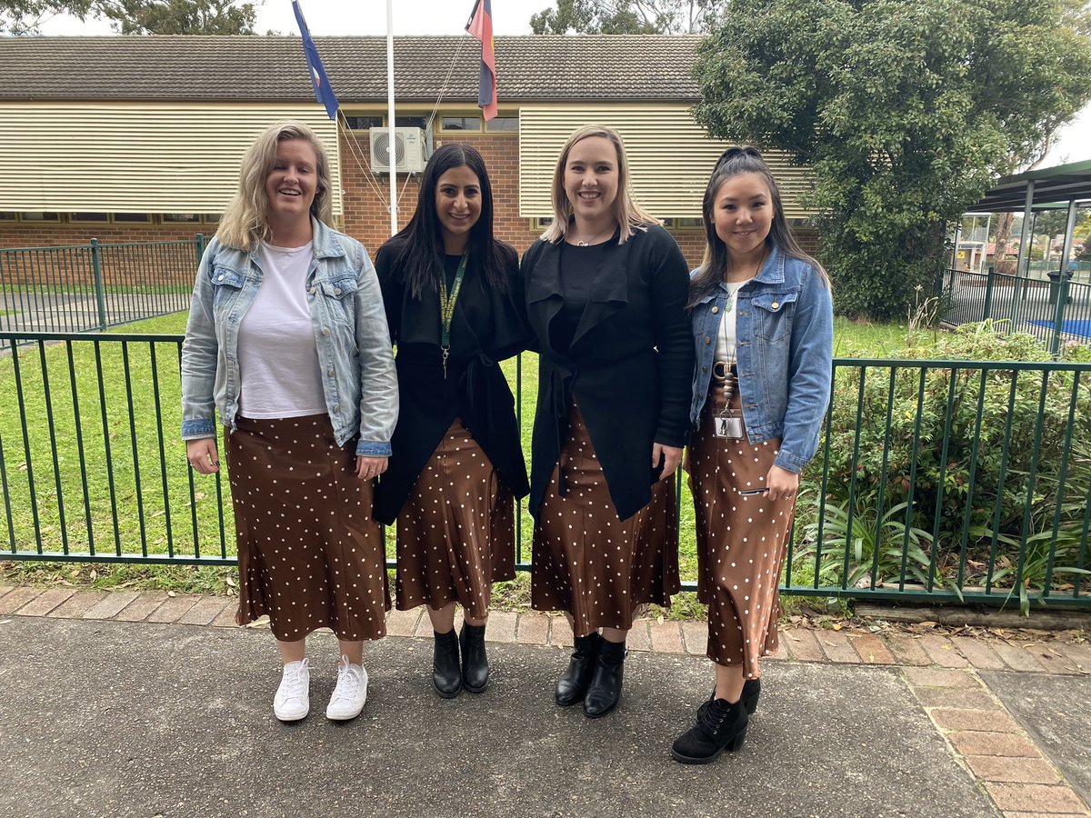 <a href="/FairWestPS/">Fairfield West PS</a> kindy team all matching today. Great minds think alike 🙊🤣 <a href="/Genelle029/">Genelle Petruszenko</a> <a href="/LilyThai9/">Lily Thai</a> <a href="/LinnegarMs/">MsLinnegar</a> <a href="/Jessica_Rouel/">Jessica Rouel</a>