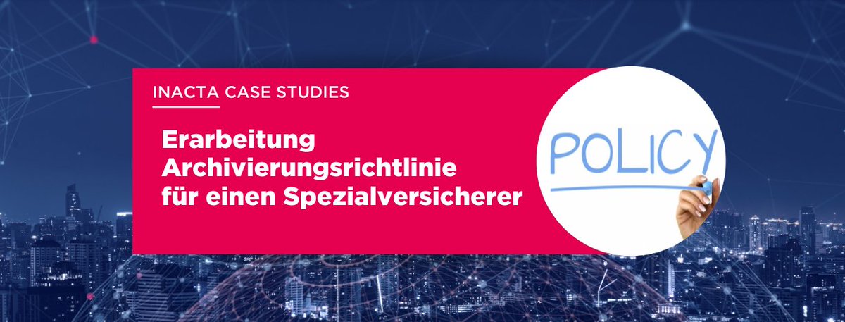 inacta's tweet image. Case Study #Versicherung

Aufbewaren reicht nicht! Damit die Aufbewahrung gesetzeskonform ist, müssen verschiedenste Faktoren beachtet werden.

Case Study: inacta.ch/insight/erarbe… 

#Archiv #Prozessdigitalisierung #Digitalisierung   #Insurance #informationmanagement