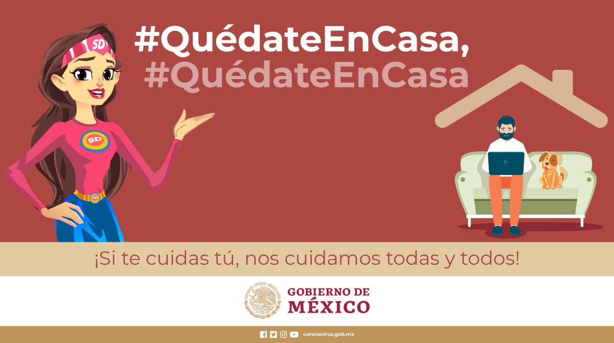 SSalud_mx's tweet photo. ¡#QuédateEnCasa! Recuerda que la Jornada Nacional de #SanaDistancia aún no termina. Si te cuidas tú, nos cuidamos todas y todos. https://t.co/VKqeJ1RIC6