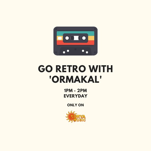 SuryaTVMusic's tweet photo. Listen to some old retro hits only on Ormakal in Surya Music. Everyday. 1PM-2PM
#ormakal #retro #hits #musiclover #chillmode #beats #freemind #malayalam #onlymusic #nobreaks #backtobackmusic #goodvibes https://t.co/19HNF83VNm