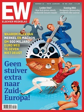 Can you believe this week’s cover of Dutch news magazine Elsevier Weekblad?! (“Not a penny more to South Europe”). 3 Nordic blonds running around in their work uniforms, while dark South Europeans drink coffee & wine, play games & music, sunbathe + take selfies.  #repugnante.