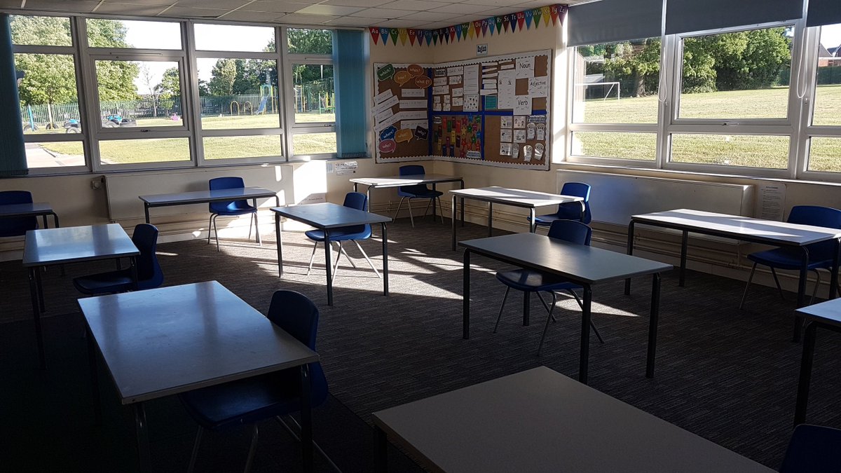 stbernies's tweet photo. Presenting our new classroom layouts.  All clean and tidy as per the guidelines but only a third of the previous capacity.  @MrsAMrsM @alimattwells @MrsBuckClass @rquellinsclass @MrsLiClass Please R/T https://t.co/arw7N53zl7