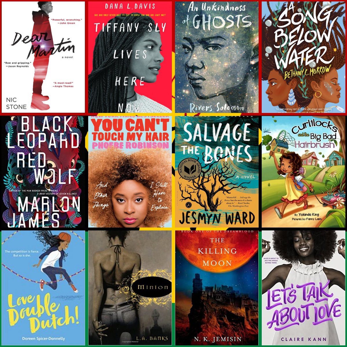 Dear Martin - Nic StoneTiffany Sly Lives Here - Dana L. DavisAn Unkindness of Ghosts - Rivers SolomonA Song Below Water - Bethany C. MorrowBlack Leopard, Red Wolf - Marlon JamesYou Can’t Touch My Hair - Phoebe Robinson(cont'd)4/