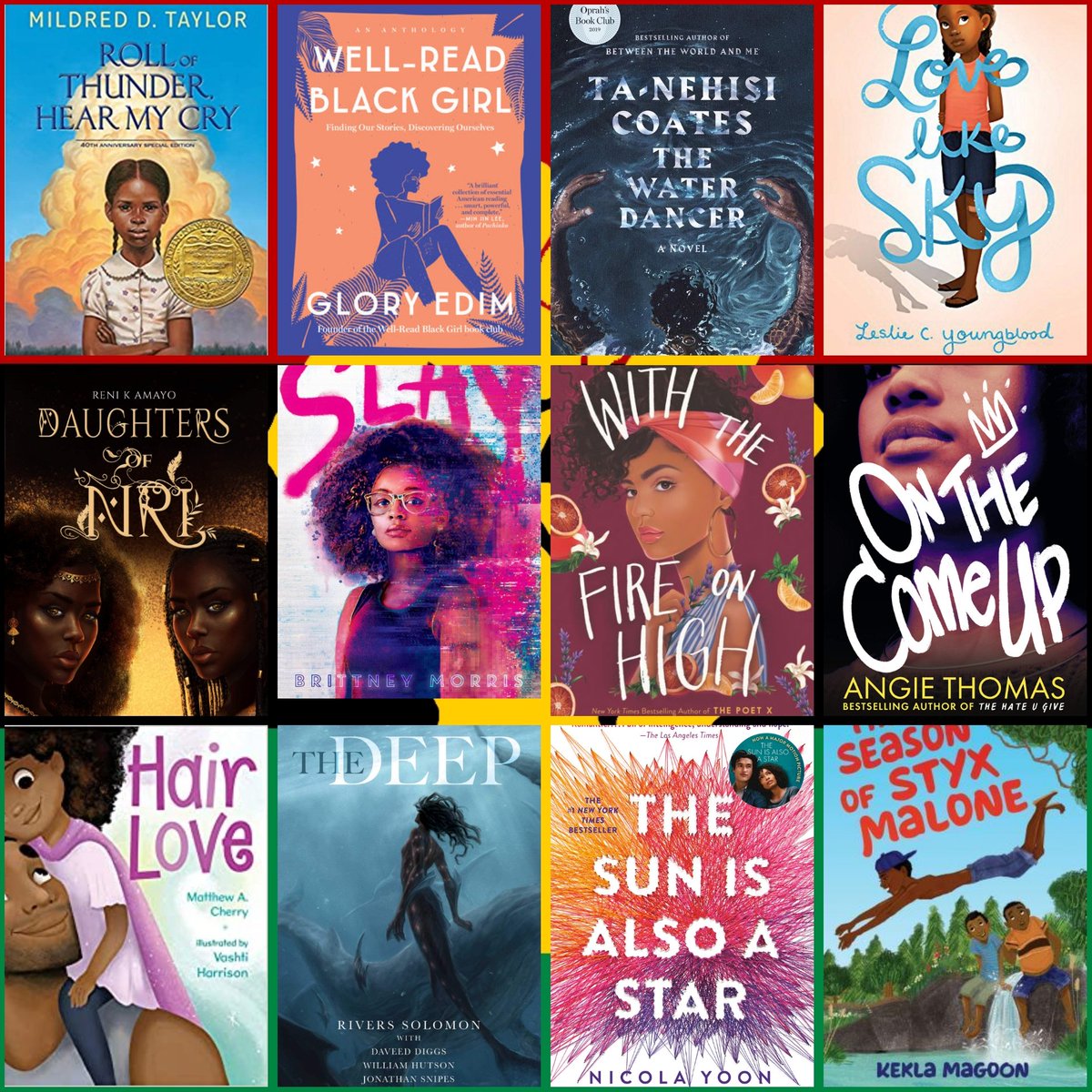 Roll of Thunder, Hear My Cry - Mildred D. TaylorWell-Read Black Girl - Gloria EdimThe Water Dancer - Ta-Nehisi CoatesLove Like Sky - Leslie C. YoungbloodThe Daughters of Nri - Reni K. AmayoSlay - Brittney Morris(cont'd)6/