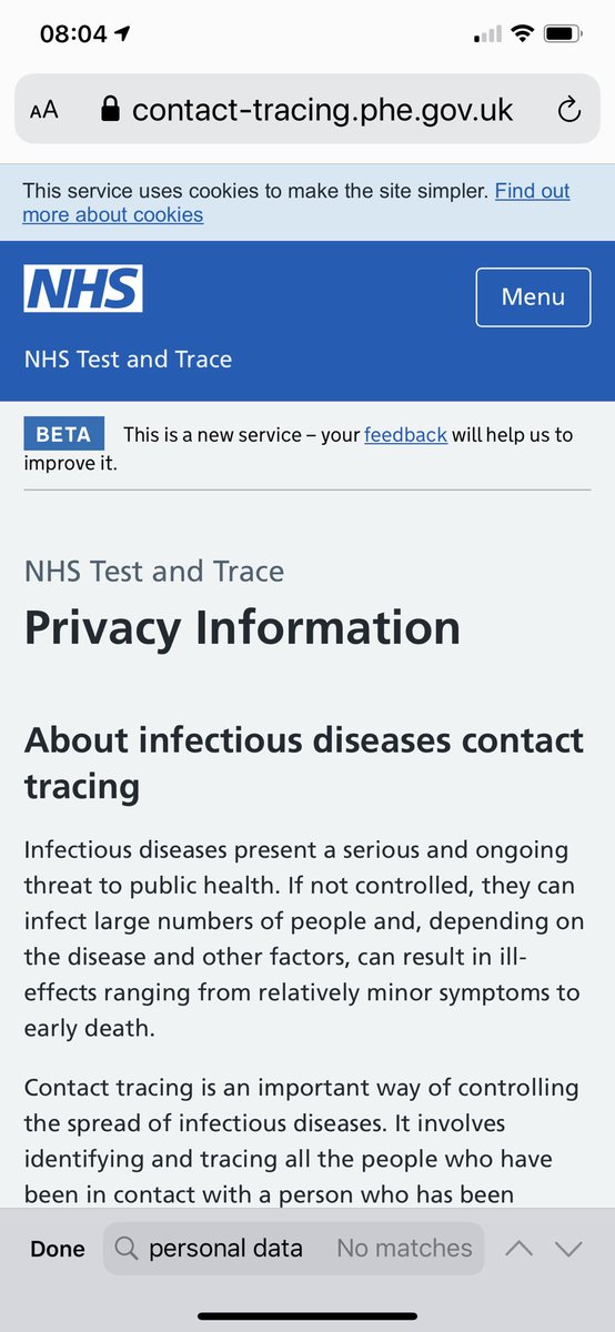 While I wait for a reply to my email to the  @PHE_uk DPO, I note that the Test & Trace Privacy Notice has had a bit of a face lift.It still does not refer to ‘personal data’ but to ‘personally identifiable information’   https://twitter.com/privacymatters/status/1265894639938215937