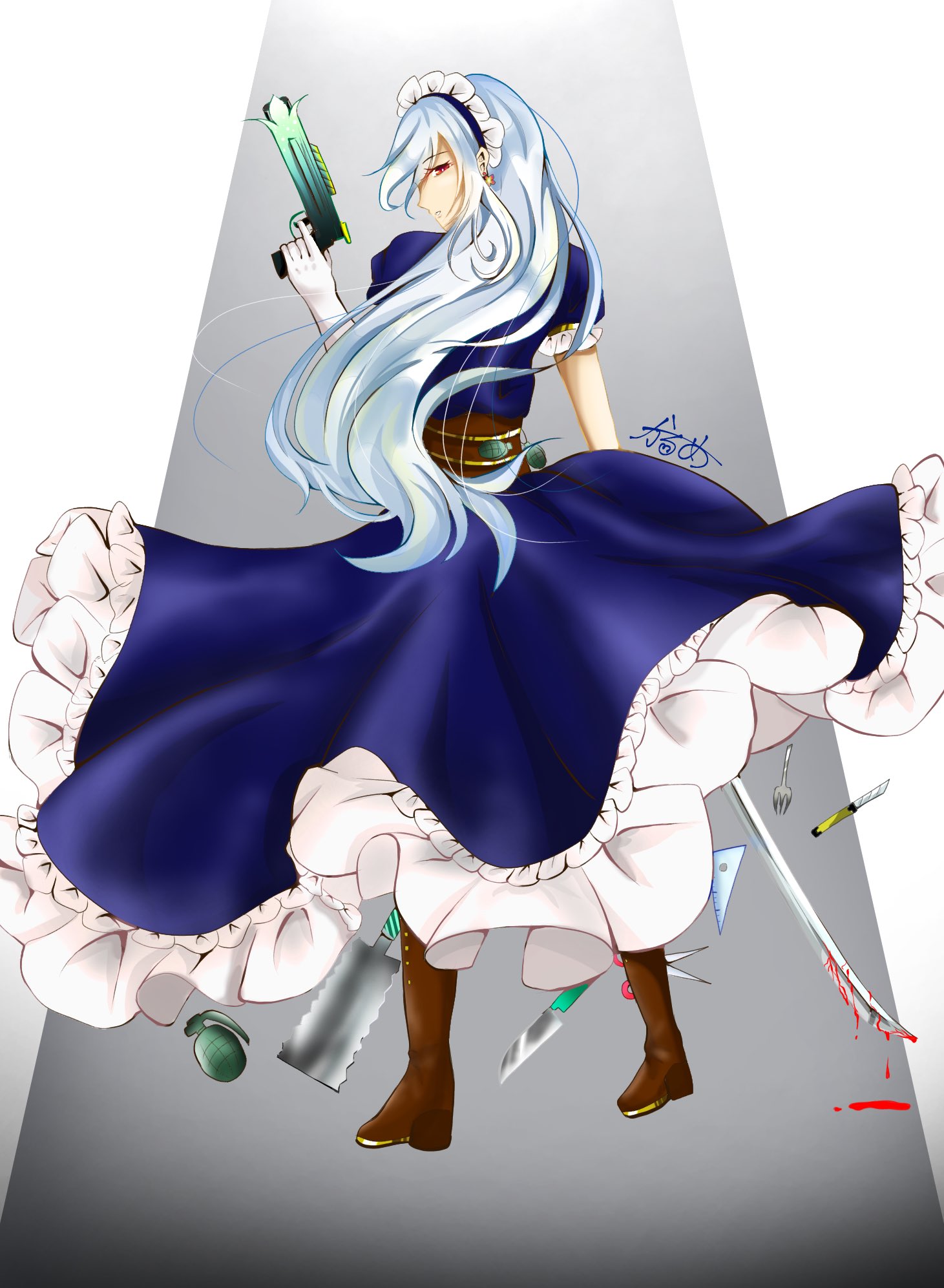 かるめ練乳 ロングスカートの中から大量の武器を出すメイドさんちゅき ってイラストです 初夏の創作クラスタフォロー祭り イラスト好きさんと繋がりたい イラスト好きな人と繋がりたい T Co Kcir2dheaj Twitter