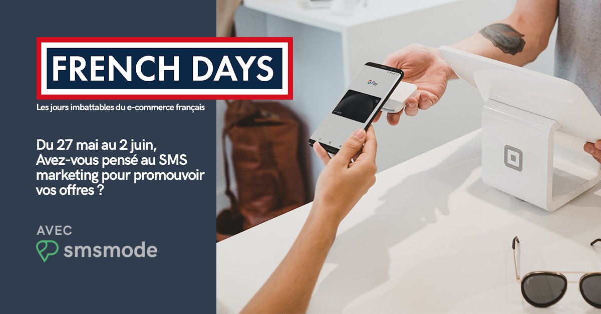 smsmode's tweet photo. La période s'y prête ! Et si vous profitiez de nos nouveaux tarifs pour lancer votre première campagne @smsmode ? 🛒🇫🇷👥

#FrenchDays #technology #CPaaS https://t.co/LDuiqcMxqY