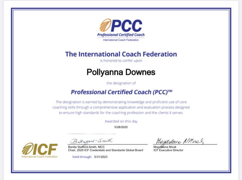 It’s funny how excited I felt when I received this last night! It’s taken many hours of coaching incredible people to get this very important piece of paper. I’d like to thank all my clients (past and present) for getting me these letters after my name!