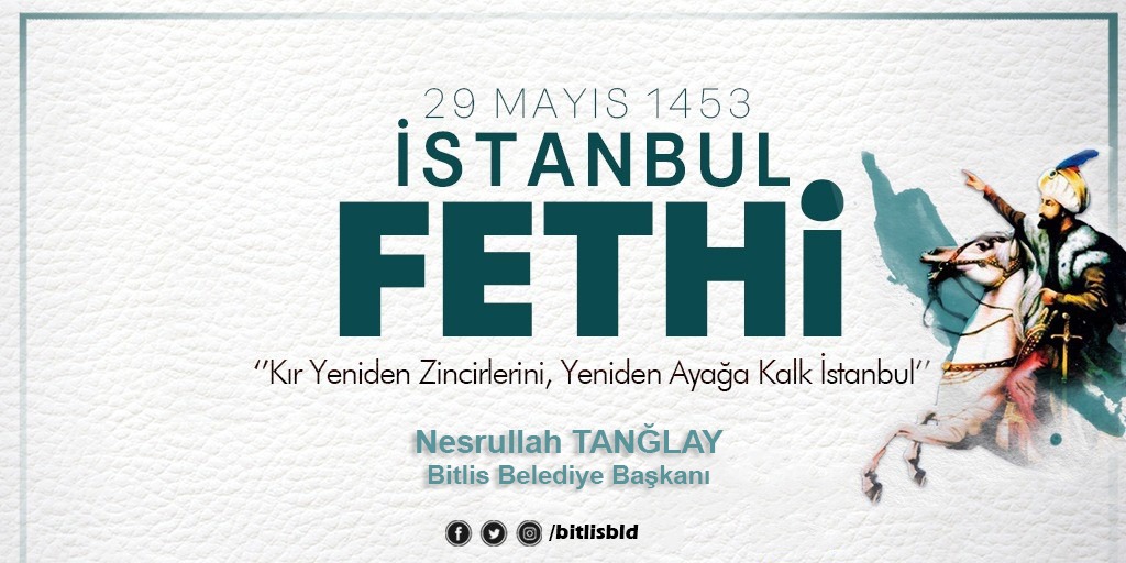 Tarihin en önemli dönüm noktalarından biri olan İstanbul'un fethinin 567’nci yıl dönümünde, şehrin kapılarını İslam'a açarak Peygamber Efendimiz’in (sav) övgülerine mazhar olan Fatih Sultan Mehmet Han ile kahraman neferlerini rahmet ve minnetle yad ediyorum.