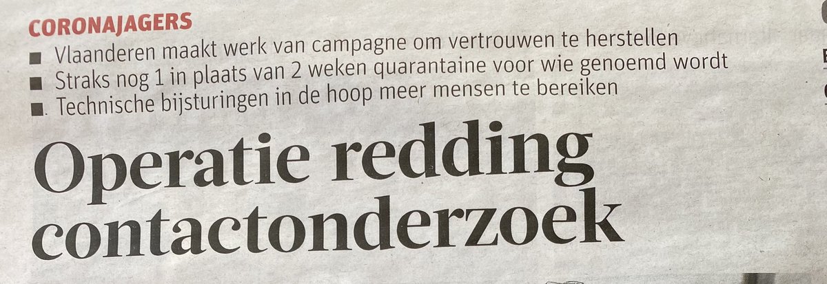 ArmandVervaeck's tweet photo. #Traceren in België. Het absurde AMATEURISME gaat verder. Stel, u hebt langer dan 15’ in contact geweest met een besmette persoon. Een normaal mens zou dan denken: meteen PCR test en ten laatste 24 uur later weet ik of ik in quarantaine moet blijven. Neen hier 14 d. Zonder test! https://t.co/UrO1cti3YV