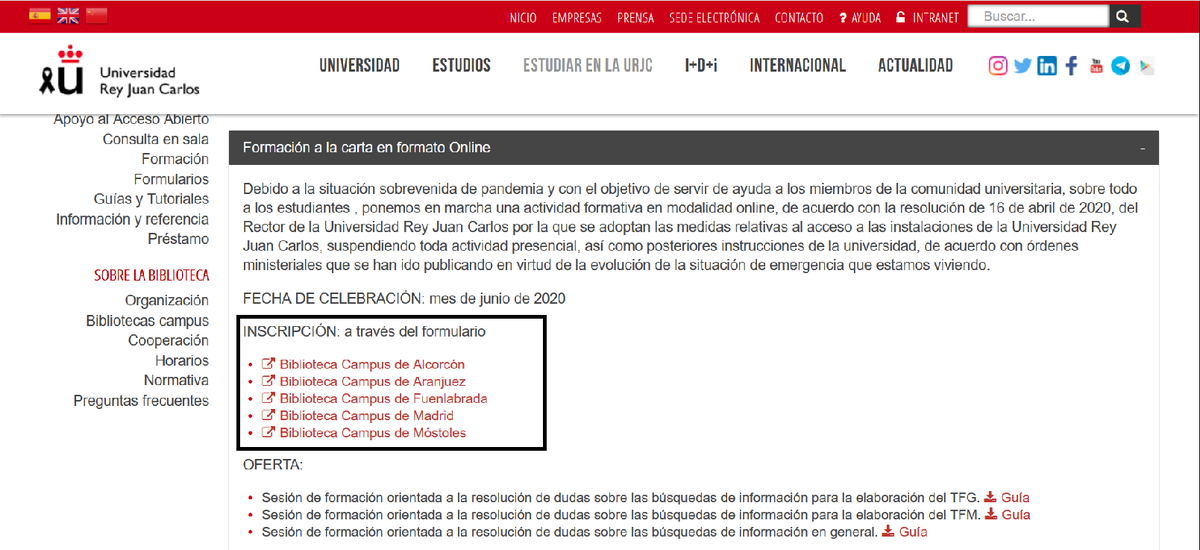 BURJC's tweet photo. La #formaciononline a la carta se ofrece durante todo el mes de #junio. Cumplimenta el formulario y el #bibliotecarioformador se pondrá en contacto contigo a través de 📨: https://t.co/99J7LDuhpJ