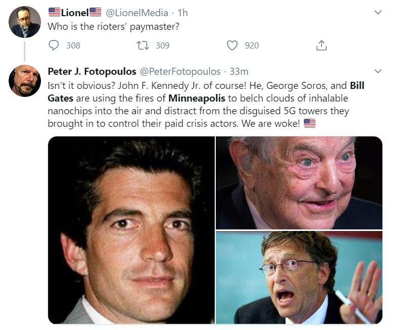 Interestingly, Bill Gates' name is only second to Mr Soros in the tweets I looked at. Mr Gates is another bogeyman and target of conspiracy theories, but mostly related to Covid-19 and vaccines