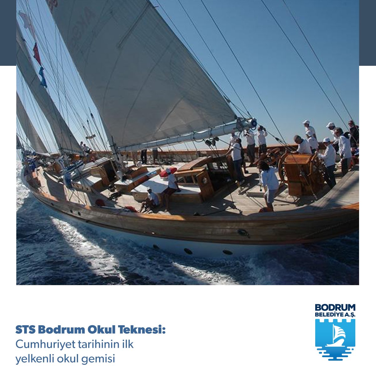 bodrumbelas's tweet photo. Cumhuriyet tarihinin ilk ve tek yelkenli okul gemisi STS Bodrum Okul Teknesi, maviye sevdalı öğrencileri ile buluşmayı sabırsızlıkla bekliyor! ⛵🇹🇷
#Bodrumbelediyeas #stsbodrum https://t.co/JzzD6g5YBL