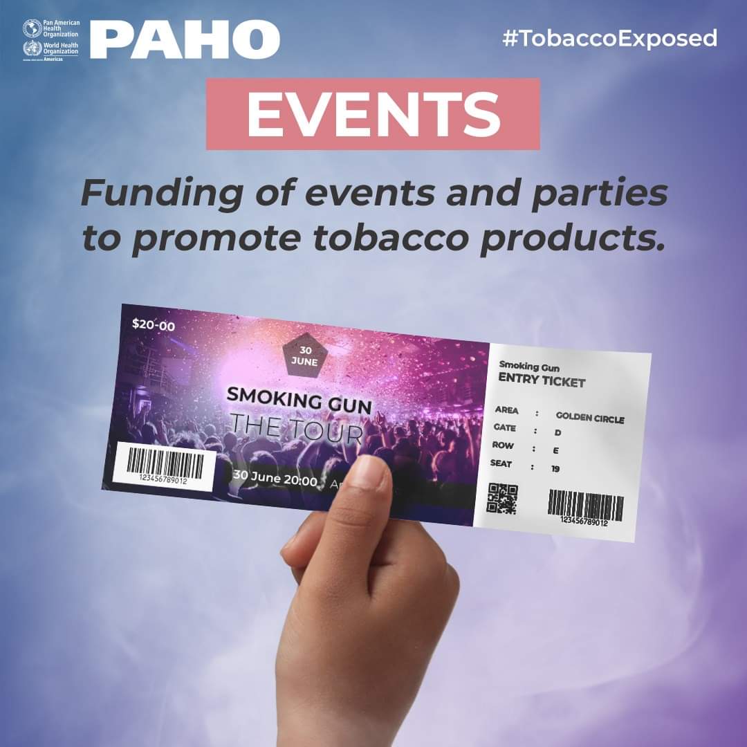 PAHOCaribbean's tweet photo. Tobacco companies spent over 9️⃣billion in marketing and advertising. Swipe to see some of the tactics used to market to children 👦🏻👱🏾♀and adolescents👦🏽👧🏿.
Speak Out! #TobaccoExposed🚭#WorldNoTobaccoDay May 31 https://t.co/1I2niPtfqA