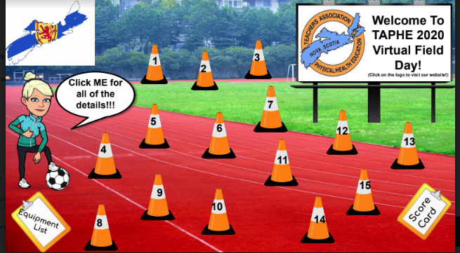 taphens's tweet photo. Big Day! Check out the brilliant @OPENPhysEd activities as Health &amp; #PhysEd teachers from across #NovaScotia introduce their stations in our first Virtual Field Day! #HPEatHome #TAPHE1aday https://t.co/jEeUehnE4q https://t.co/5rbVRJiKku