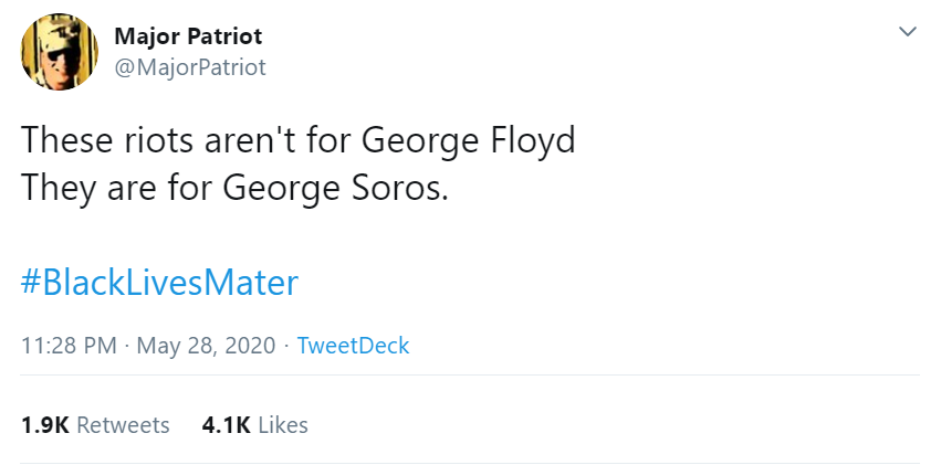 A group of "Soamlis" paid by Mr Soros were in Minneapolis. "Civil war" on behalf of Mr Soros. George Floyd's death was a "Soros-sanctioned hit". We've seen all of these conspiracy theories about Mr Soros before...