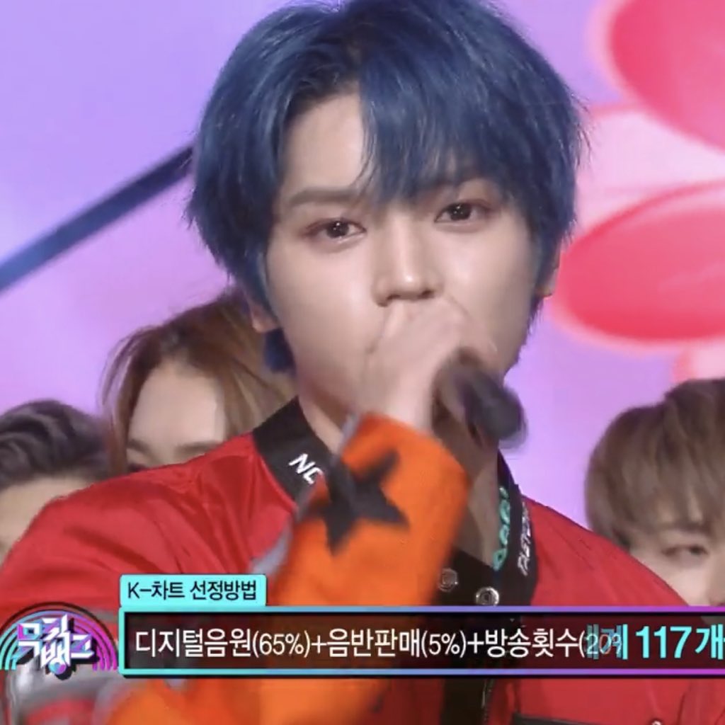 8. 200529 it's only the 5th month of the year, but we already have Taeyong's 8th hair color  It is BLUE this time!He might dyed it one or two days ago, but the first appearance is on Music Bank (it's also Punch2ndWin ) #TAEYONG  #태용