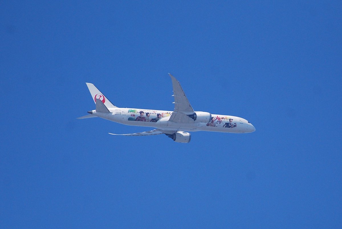 jg1qnz's tweet photo. 29日の✈＃JL48 (Japan Airlines)
ヘルシンキ→東京羽田　9時間30分
ARASHI HAWAII JET　＃お家真上を通過　＃JA873J
＃JALハワイ嵐ジェット　＃B787ー9ドリームライナー
10枚連写した。空気がカラッとしてた。
＃旅を夢見て　＃青空写真　#羽田空港 #2020年5月29日 https://t.co/kzyOMaS8YU