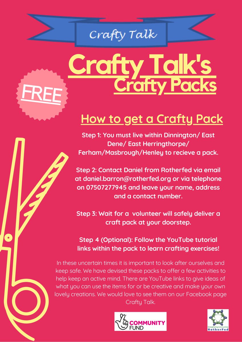 DanielRotherfed's tweet photo. or call/ text 07507277945 leave your Name, Address and a contact number so we can get the activity packs to your doorstep.

This project is aimed at the following areas: East Dene, Masbrough-Ferham-Henley , East Herringthorpe &amp; Dinnington https://t.co/RxjAGdY4Nr