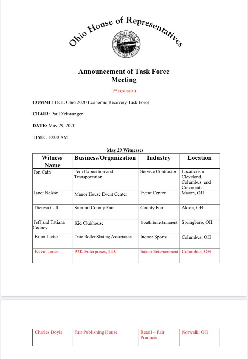 Reminder: the OHIO 2020 task force will meet this morning at 10:00 a.m. See below for today’s revised schedule.