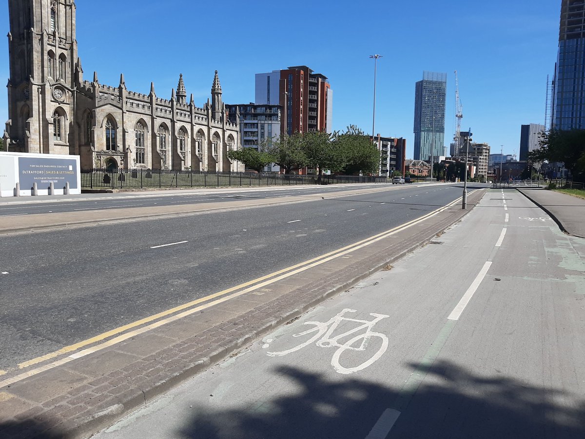 Good news is that it gets quite good soon after this. You cross over onto a wide, grade-separated two-way cycle path approaching the inner ring road past St George's Church