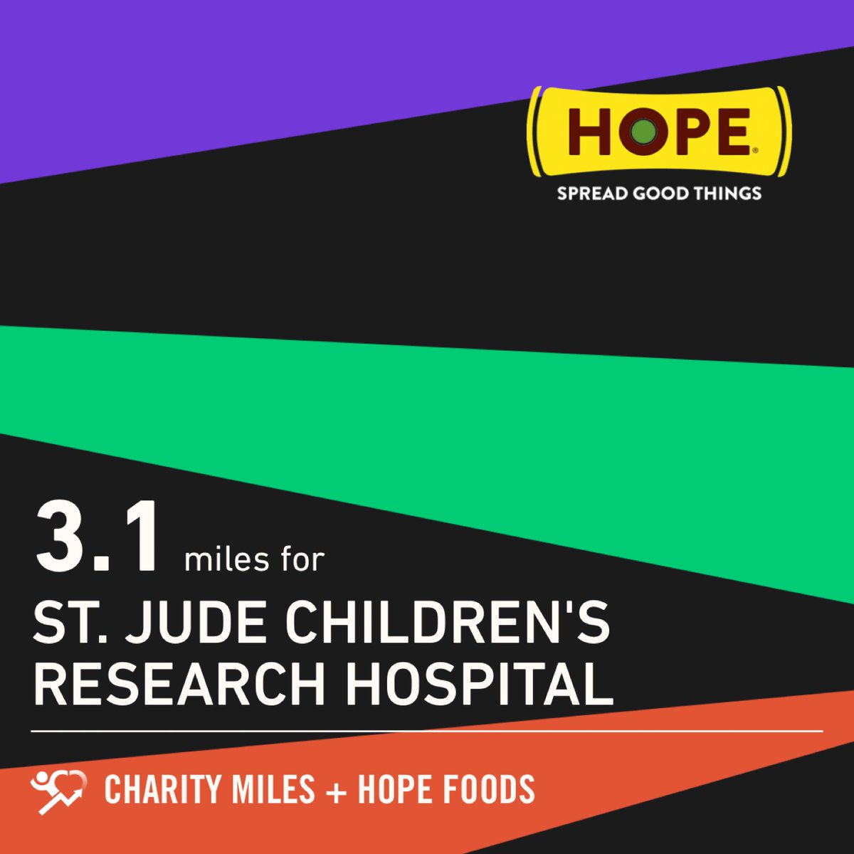 RustysKid's tweet image. 3.1 @CharityMiles for @StJude. Thx @HopeHummus for sponsoring me! #SpreadHope #JBugStrong