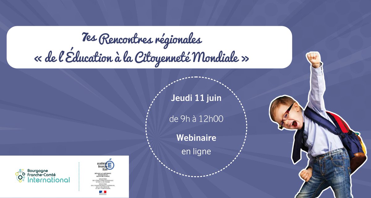 7èmes Rencontres Régionales de l’ECM 🌍 | Cette année le réseau BFC International, en partenariat avec la région académique Bourgogne-France-Comté, vous propose une rencontre à distance !
💻 Format webinaire
🗓11 juin - 9h à 12h15
Infos et inscriptions : bfc-international.org/7emes-rencontr…