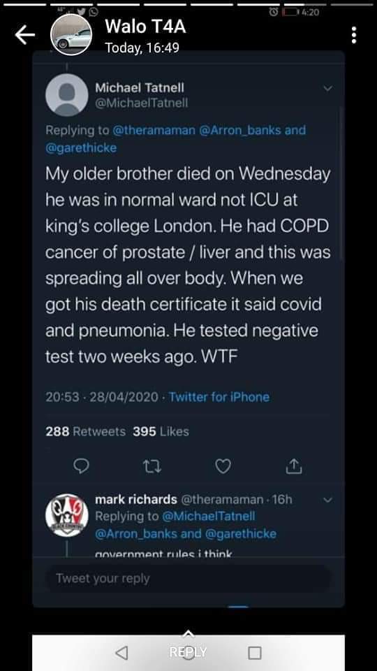 Vimbai0710's tweet photo. @Alex38694901 #StopCovidLies , To create more fear in people even deaths which were not corona related where being recorded as COVID-19 deaths !!😳😳😳 Why ??? Is the great question of the day???🤔🤔 https://t.co/SjTqSWy6Vz