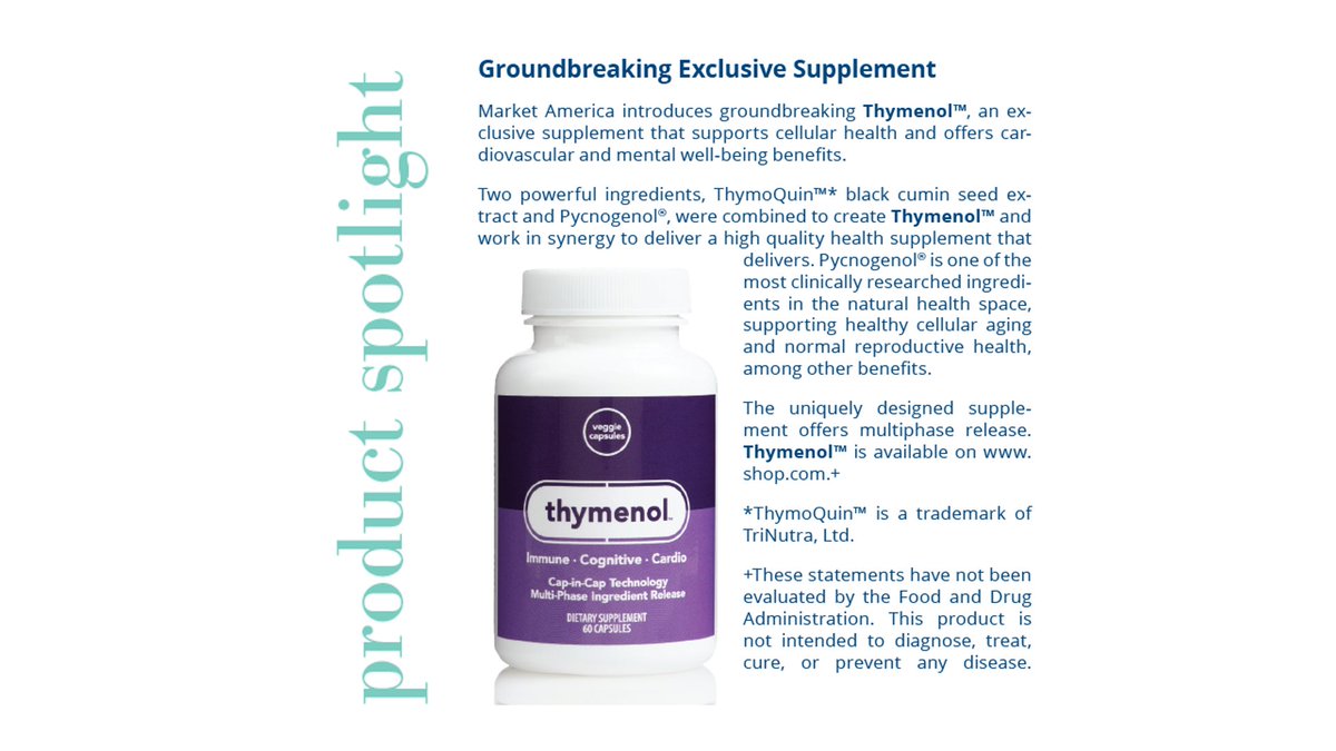 MyPycnogenol's tweet photo. Product Spotlight
Discover Thymenol™, a groundbreaking exclusive supplement recently launched by @MarketAmerica a powerful combination of ThymoQuin™ and Pycnogenol®
#pycnogenol #marketamerica #thymenol https://t.co/ELx6jjyyhJ