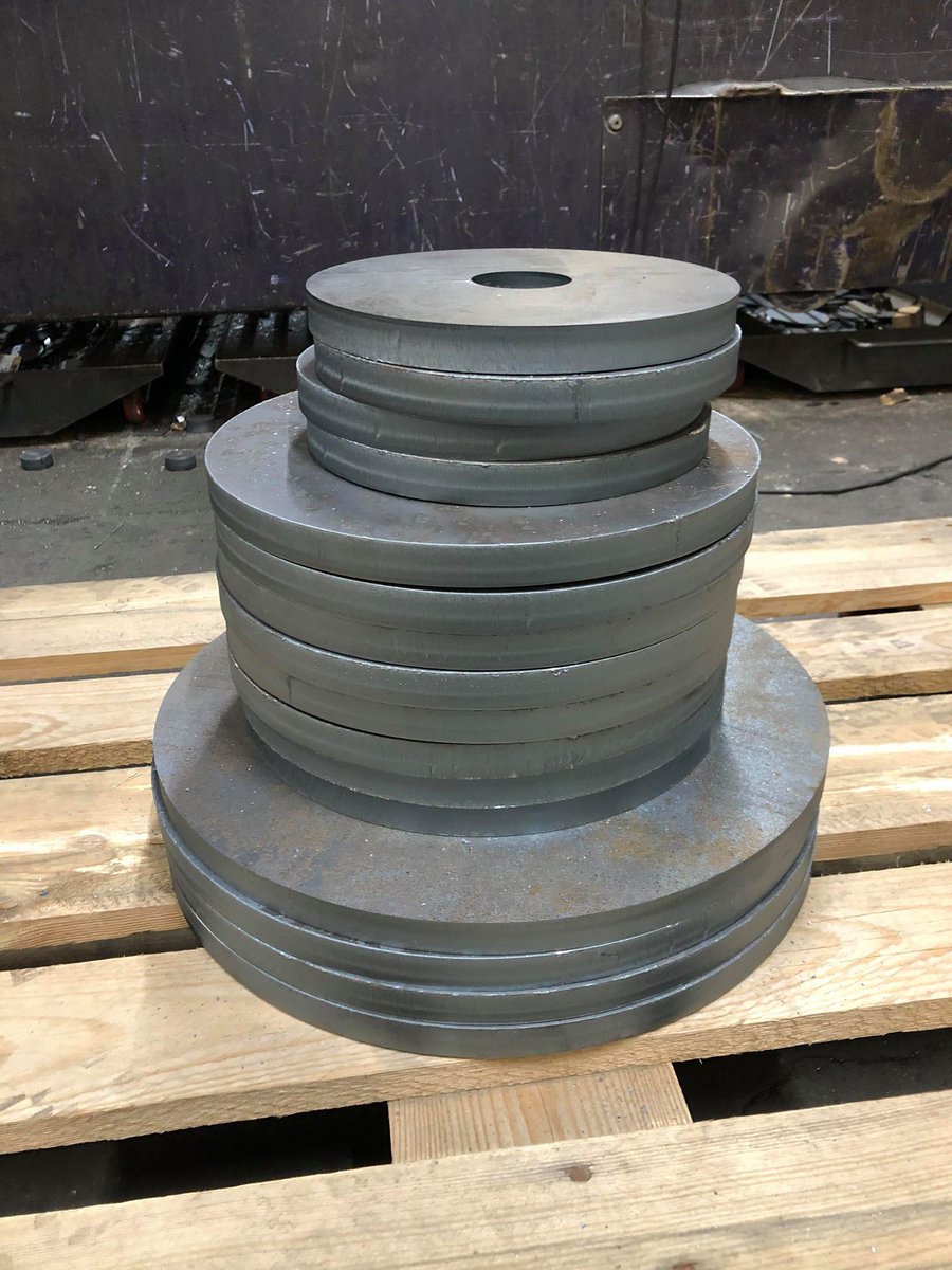 5kg, 10kg and 20kg steel weights have been laser cut this morning, email us for details sales@graillaser.co.uk