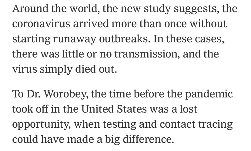 The larger point here is that, as  @AdamJKucharski and others have pointed out, this pattern of introductions that die out is exactly what you would expect of a virus with overdispersed (‚very patchy’) transmission, since most infected people do not infect anyone else.