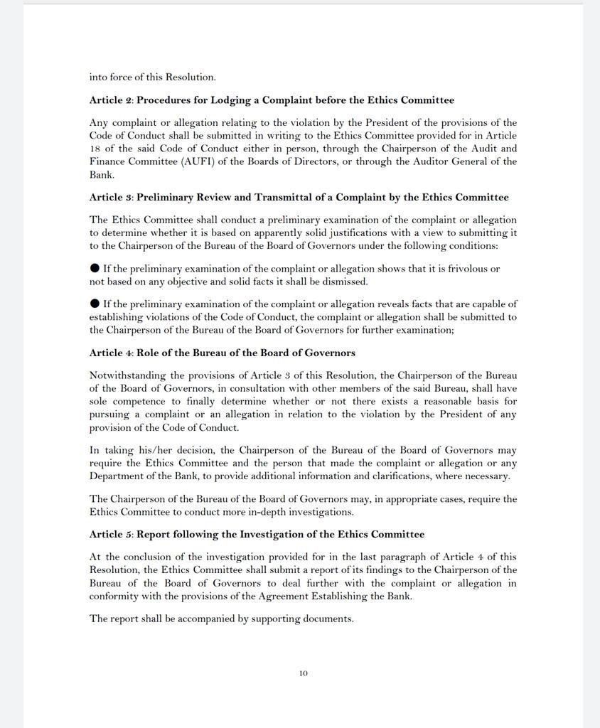 This is where it gets interesting. The Ethics Committee investigated the allegations by the “whistleblowers” & came back with a detailed report that absolved Adesina. USA then called for an independent or external investigation, which is against the AfDB laws  #IstandWithAdesina