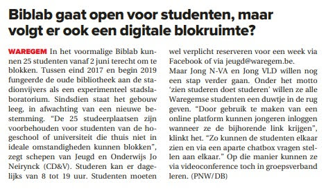 JongLibWaregem's tweet photo. ✅ @JRWaregem biedt de Waregemse studenten op voorstel van Jong N-VA &amp; Jong VLD een digitale blokruimte aan. Zo kunnen ze toch samen, maar op veilige afstand, studeren om zo toch een beetje de sociale druk te voelen. 📚💪
👉 https://t.co/0LVr1s3n2K https://t.co/ZcNEws8TqW