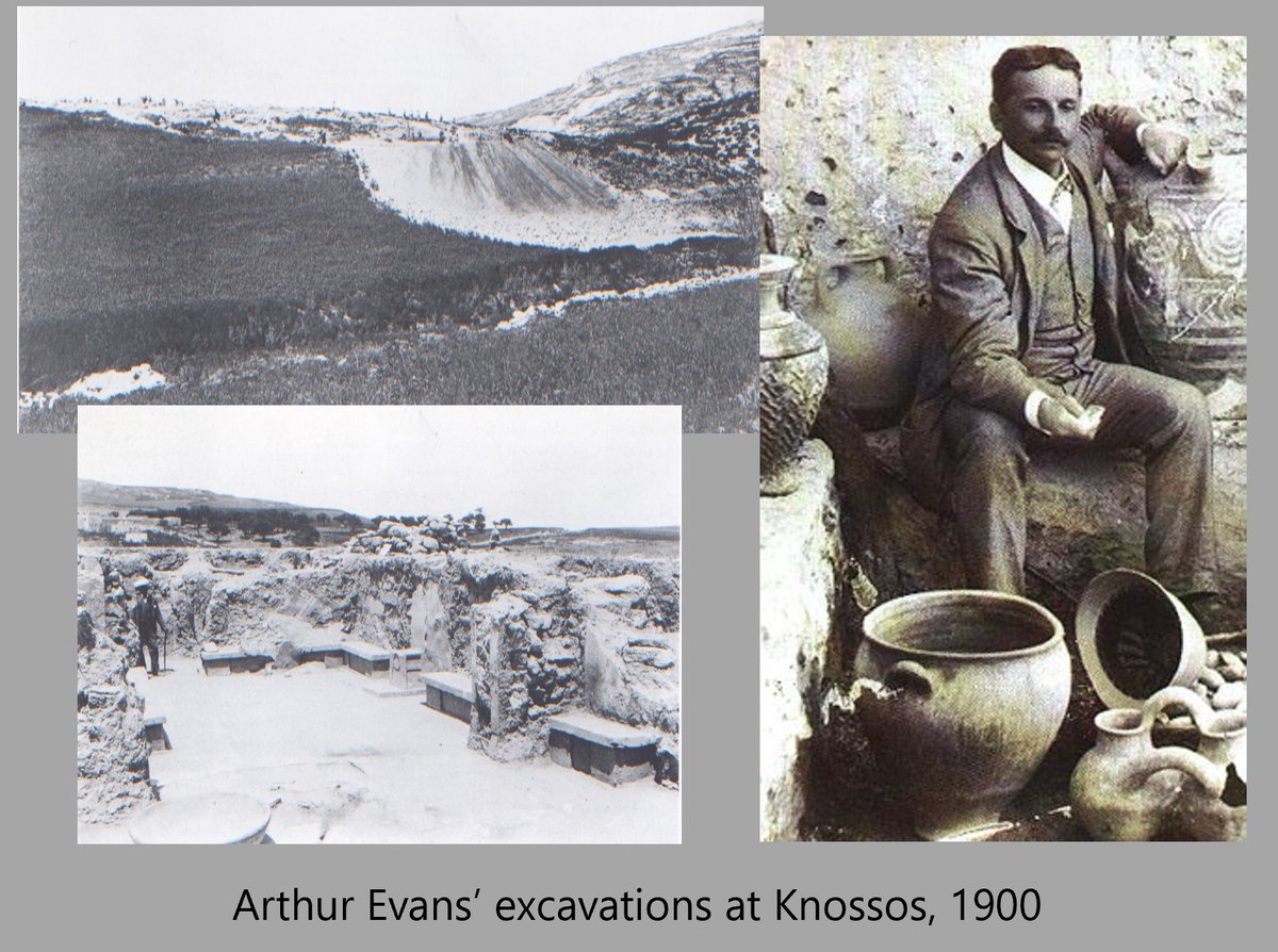 4/17 Here I’ll be examining postcards of the site of Knossos on Crete from the first half of the 20th century, when Arthur Evans was excavating the site & simultaneously perpetuating the idea of the ‘Minoans’ across the world  #PATC5