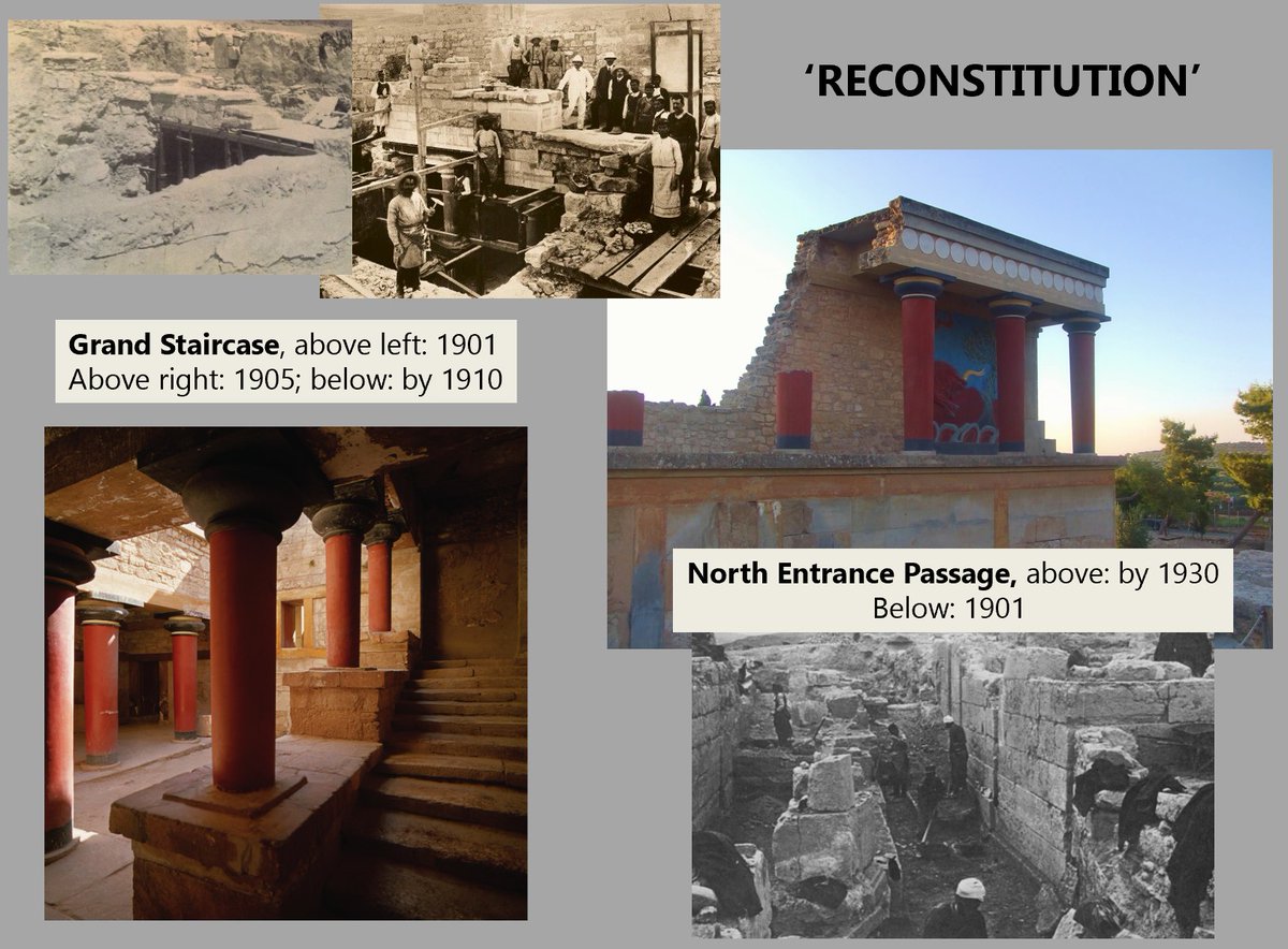 6/17 The modernity of Knossos is most clearly seen in Evans’ ‘reconstitution’ of the palace. These reconstructions in modern ferro-concrete imitated the original ruins, but also influenced certain perceptions of the past  #PATC5